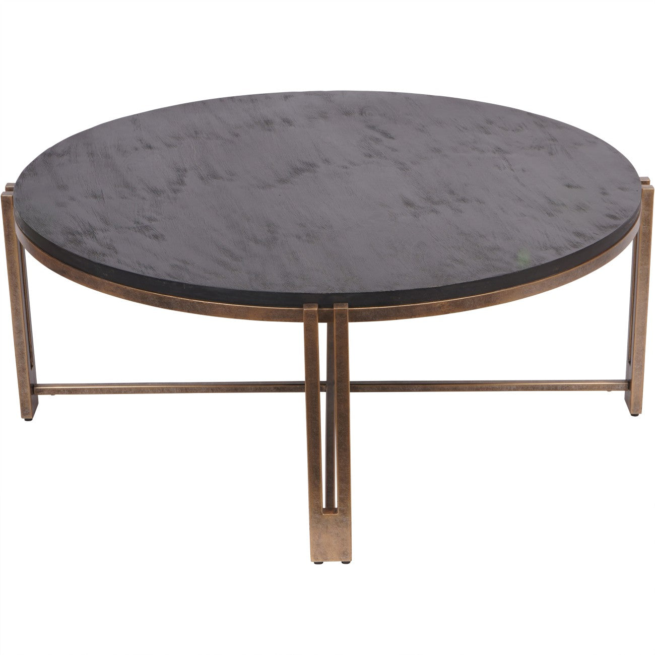 Dalston Black Sandblasted Wood and Champagne Frame Coffee Table