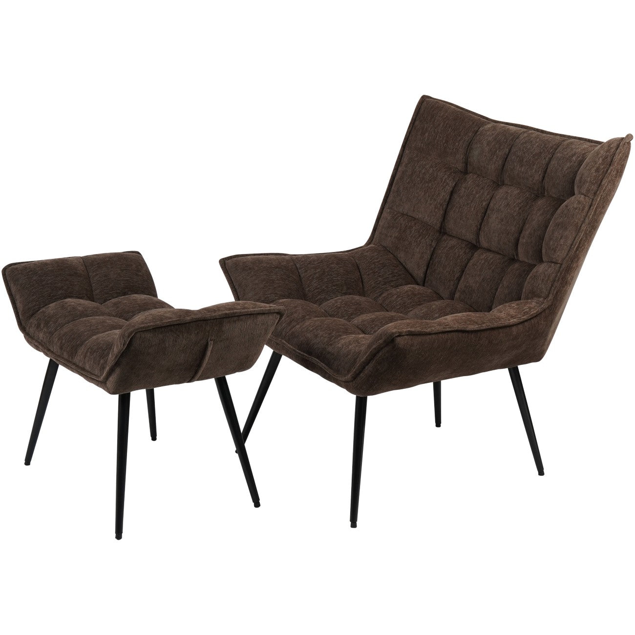 Chrishall Occasional Chair with Footstool in Brown Velour