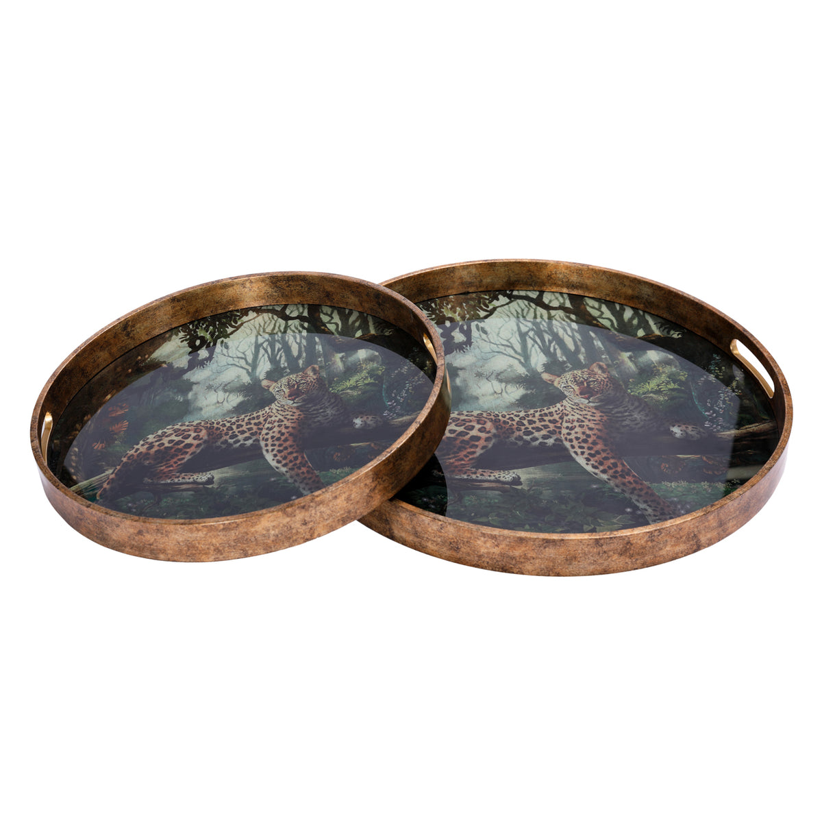 Lounging Leopard Set Of Two Trays