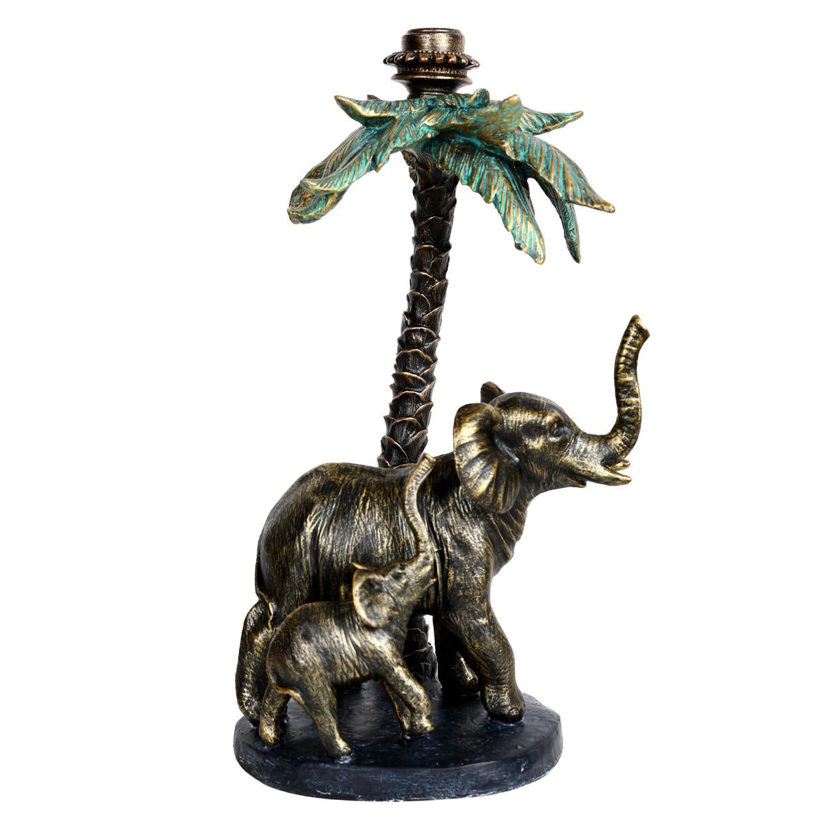 Palm Candle Stick with Elephants