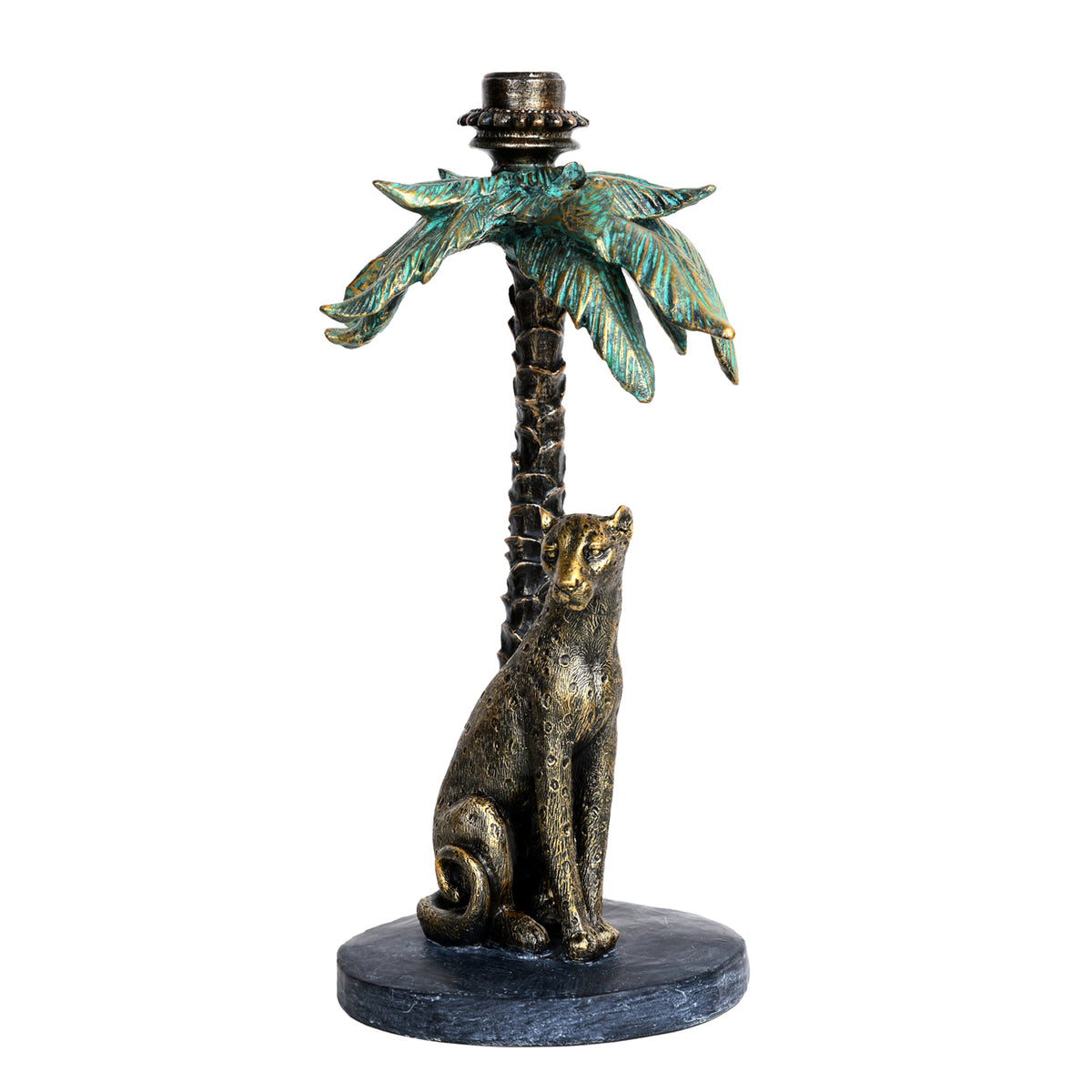 Palm Candle Stick with Leopard