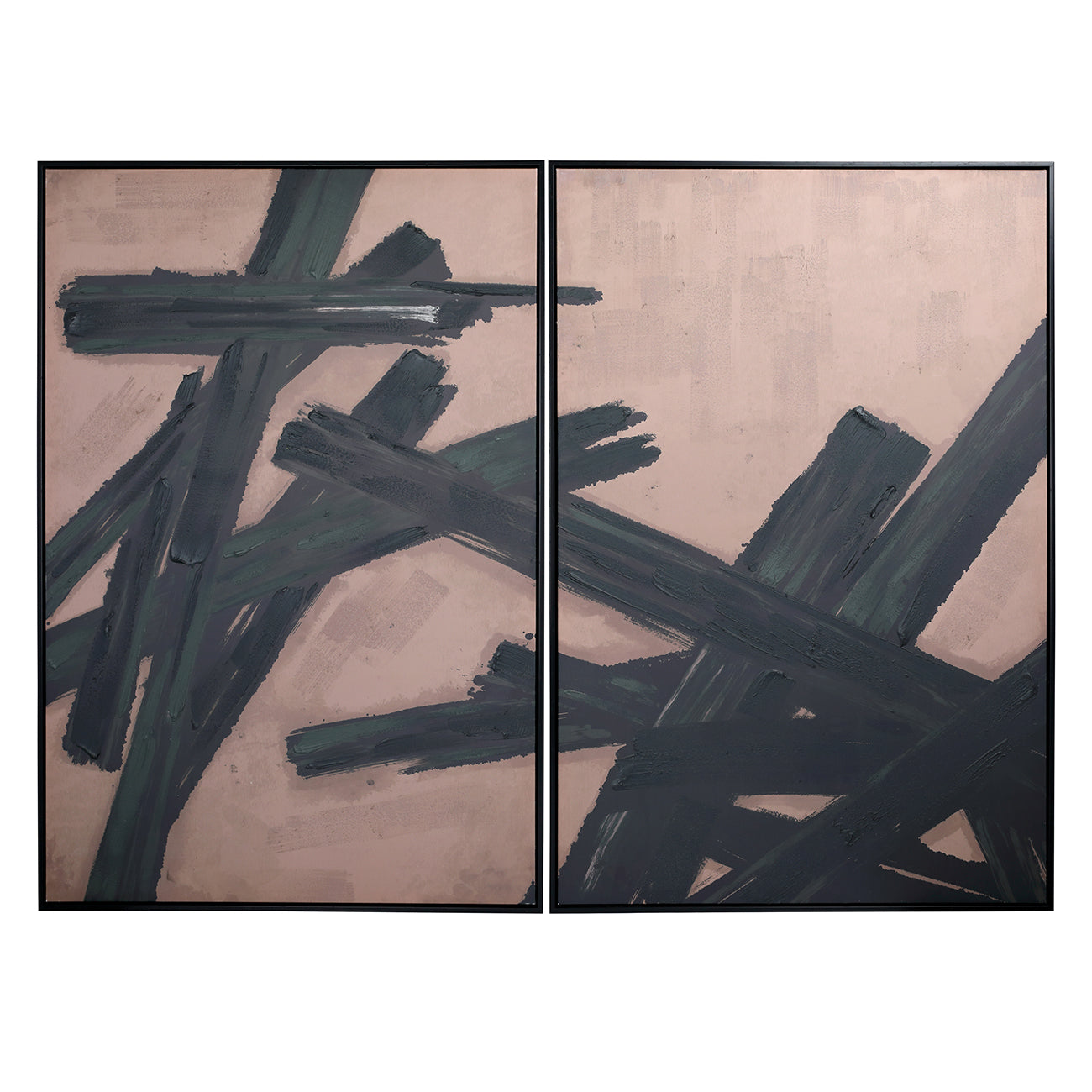 Impasto Brushstrokes Taupe Set of 2 Framed Canvas Wall Art 160x120cm