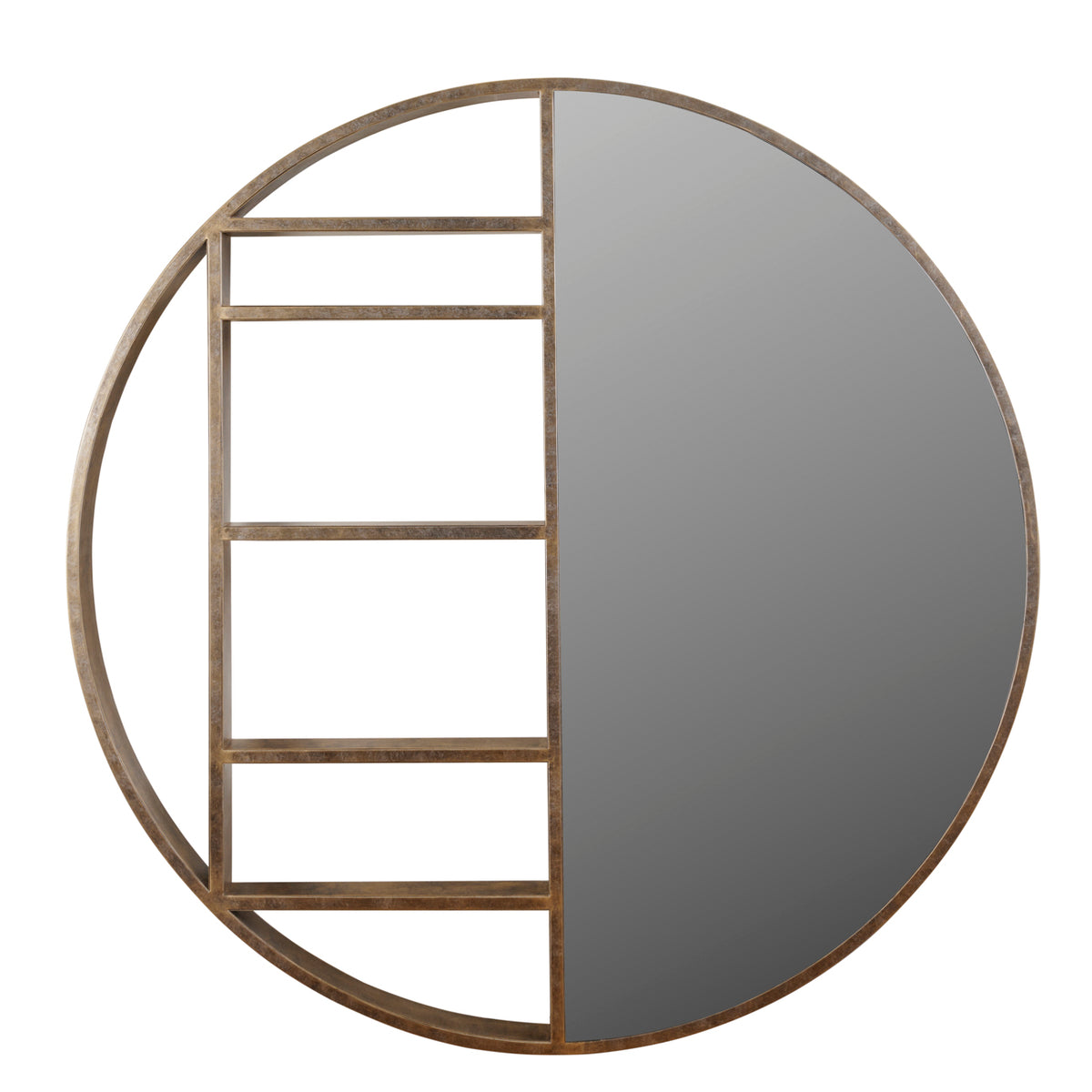 Belvedere Aged Gold Shelving Mirror Large