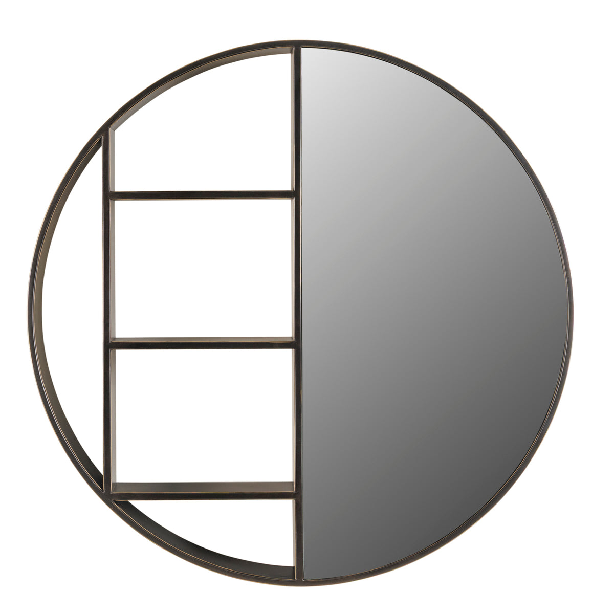 Belvedere Black Shelving Mirror Small