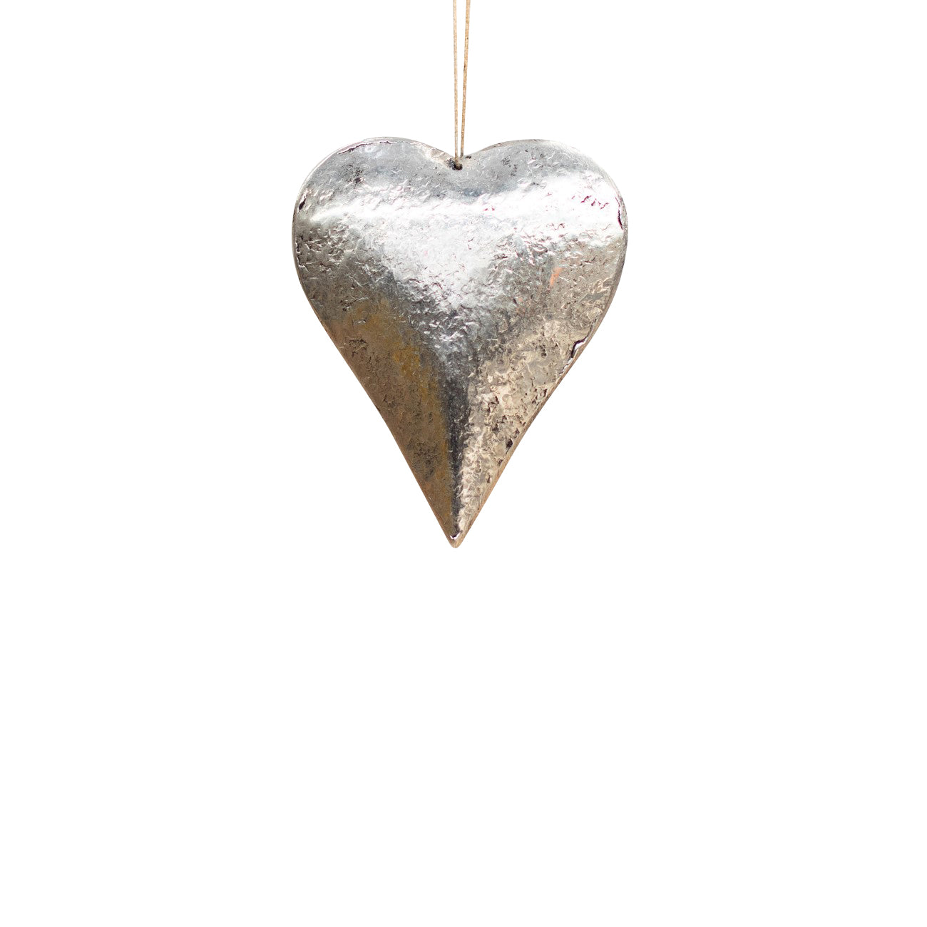 Solvi Hammered Metal Heart Decoration Silver Small
