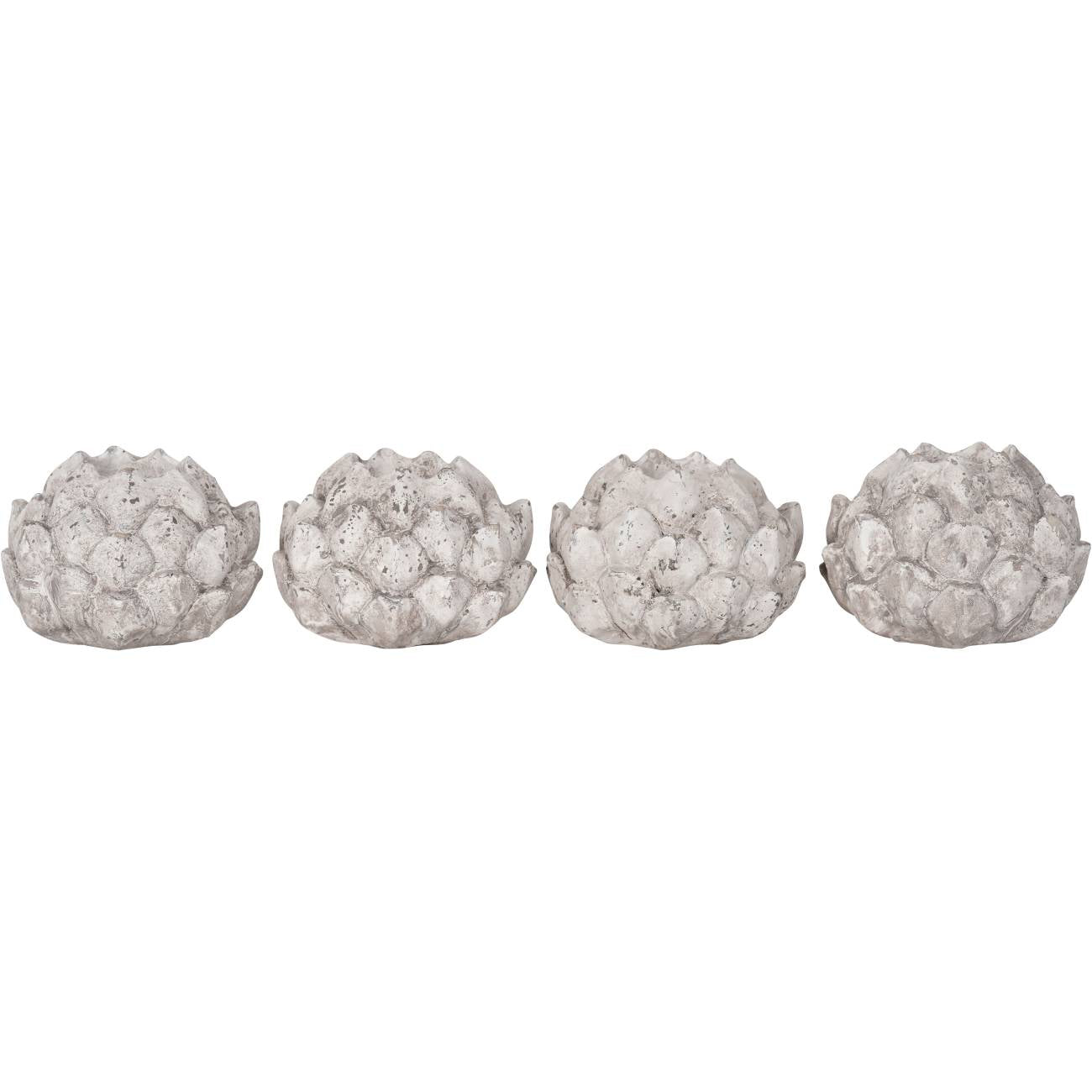 Set of 4 Stone Floral Tea Light Holders