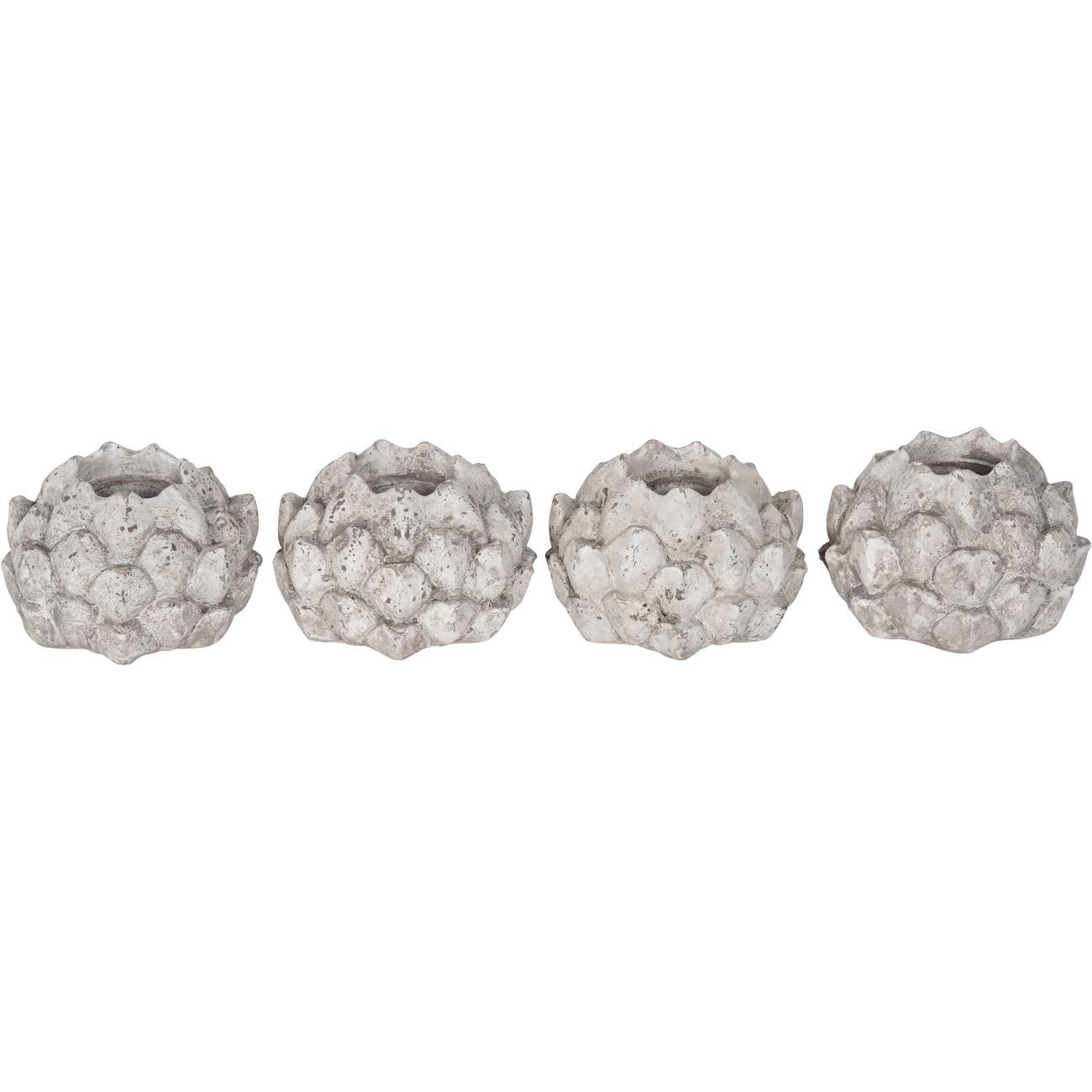 Set of 4 Stone Floral Tea Light Holders