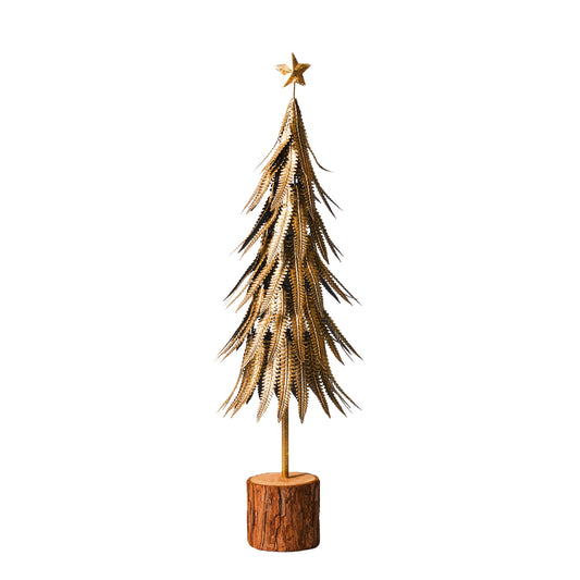 Feathered Metal Gold Tree Sculpture 57cm