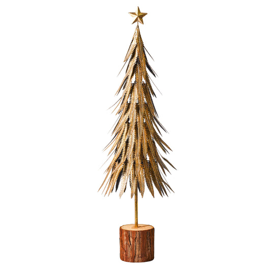 Feathered Metal Gold Tree Sculpture 68cm