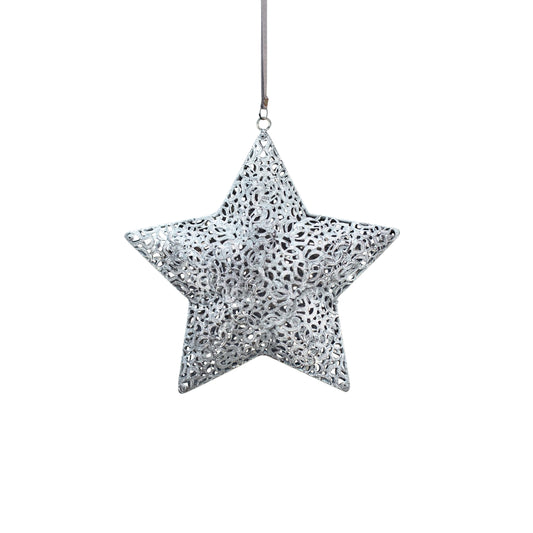 Filigree Metal Silver Star Decoration