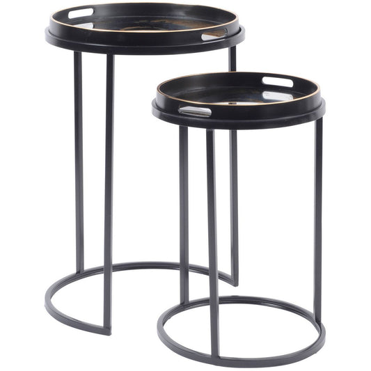 Gold Swirl Set of 2 Side Tray Tables