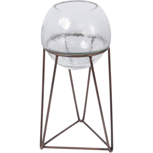 Bersa Medium Table Fishbowl Planter with Aged Copper Base