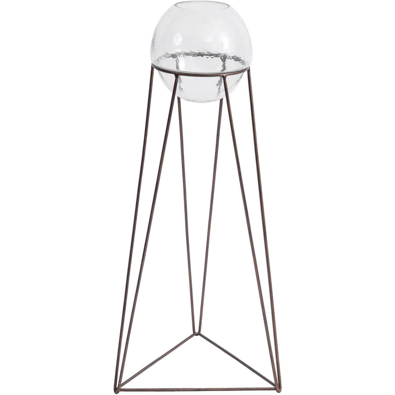 Bersa Floor Standing Fishbowl Planter with Aged Copper Base