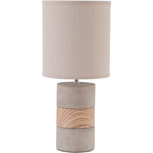 Concrete and Wood Table Lamp with Natural Shade  E14 40W