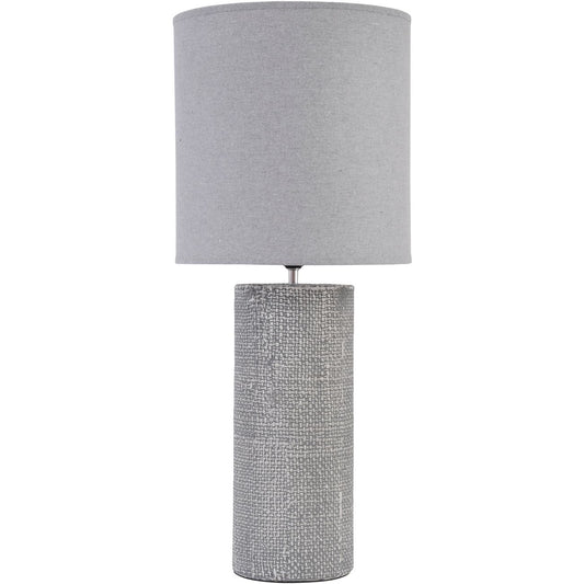 Tall Grey Textured Porcelain Table Lamp With Shade  E27 60W