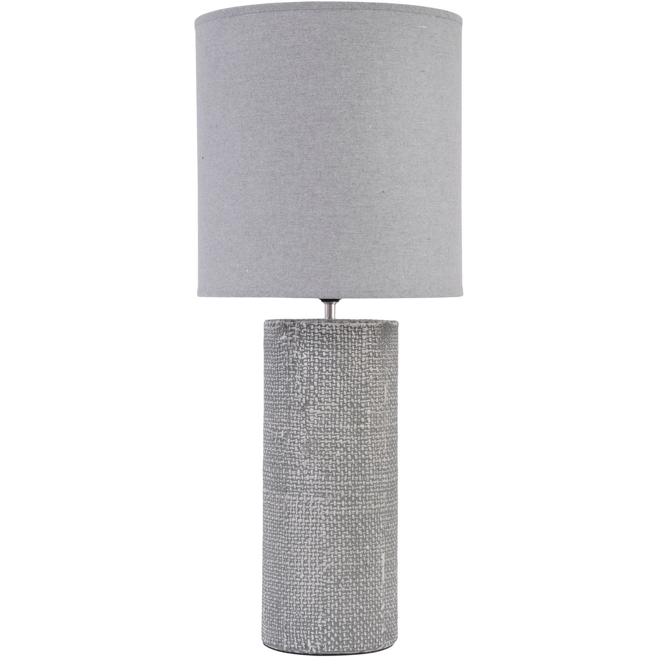 Tall Grey Textured Porcelain Table Lamp With Shade  E27 60W