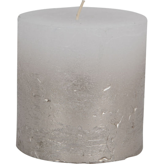 Libra White Pillar Candle With Metallic Silver Ombre Base 10x10cm