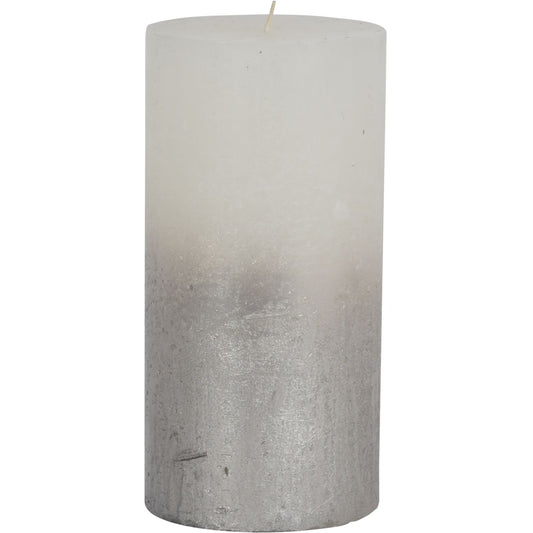 Libra White Pillar Candle With Metallic Silver Ombre Base 10x20cm