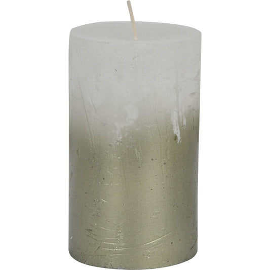 Libra White Pillar Candle With Metallic Green Ombre Base 7x12cm