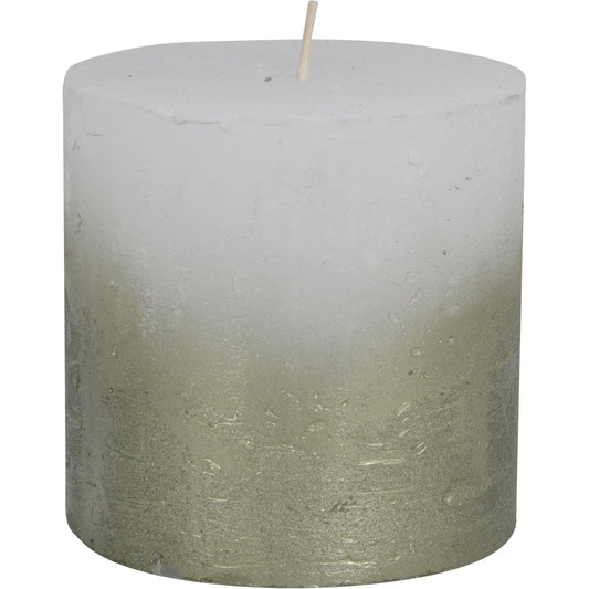 Libra White Pillar Candle With Metallic Green Ombre Base 10x10cm