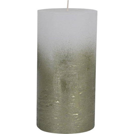 Libra White Pillar Candle With Metallic Green Ombre Base 10x20cm