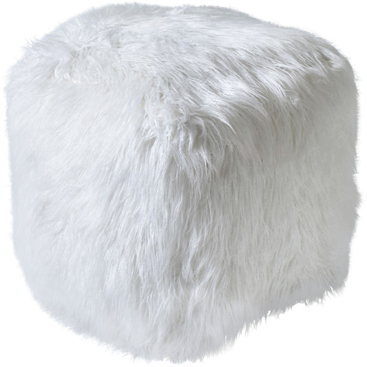 Isaba Hand Made Ivory Hairy Pouffe