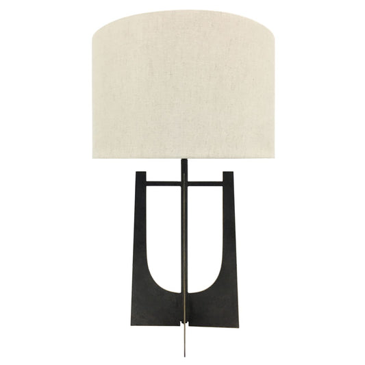 Glenthorpe Hammered Iron Table Lamp Gilded Oak with Irish Linen Shade - E27 60W