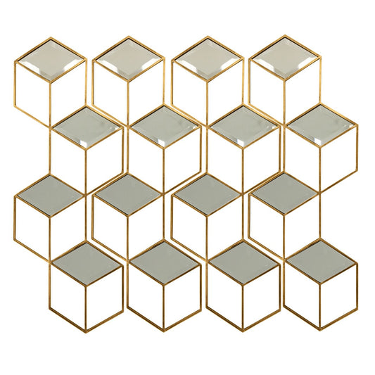 Honeycomb Mirror Set of 4 Aged Champagne Finish