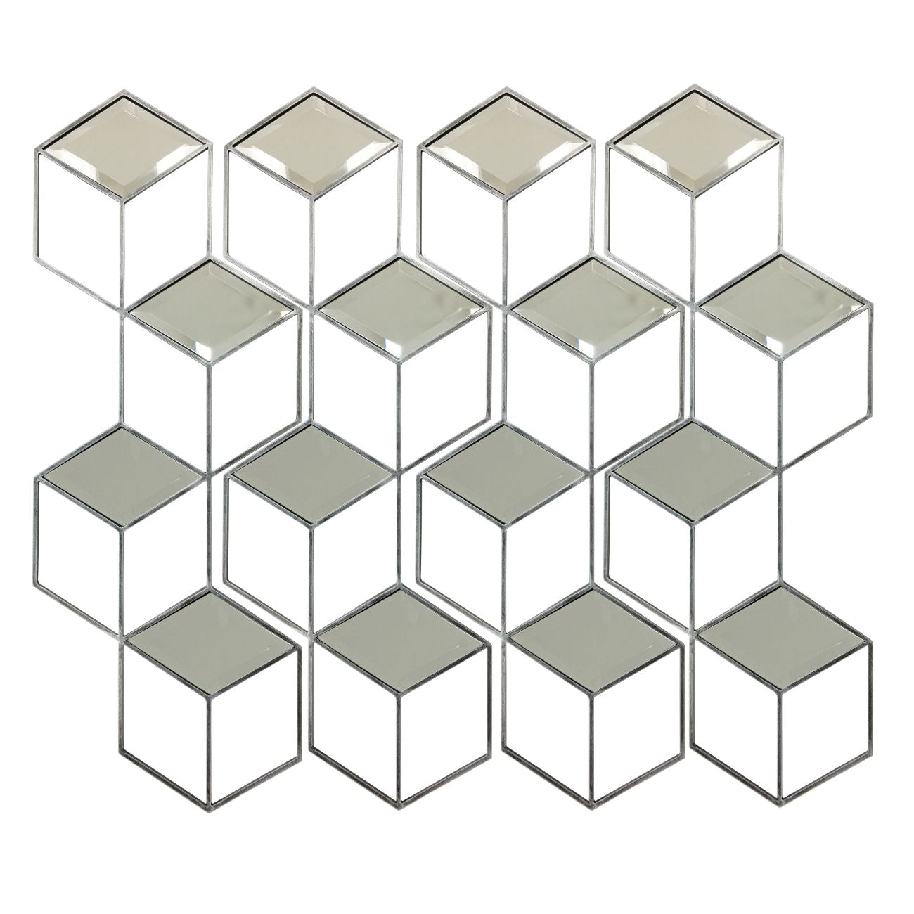 Honeycomb Mirror Set of 4 Brushed Grey Finish