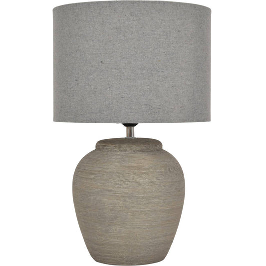 Baslow Etched Grey Large Ceramic Lamp with Shade - E27 60W