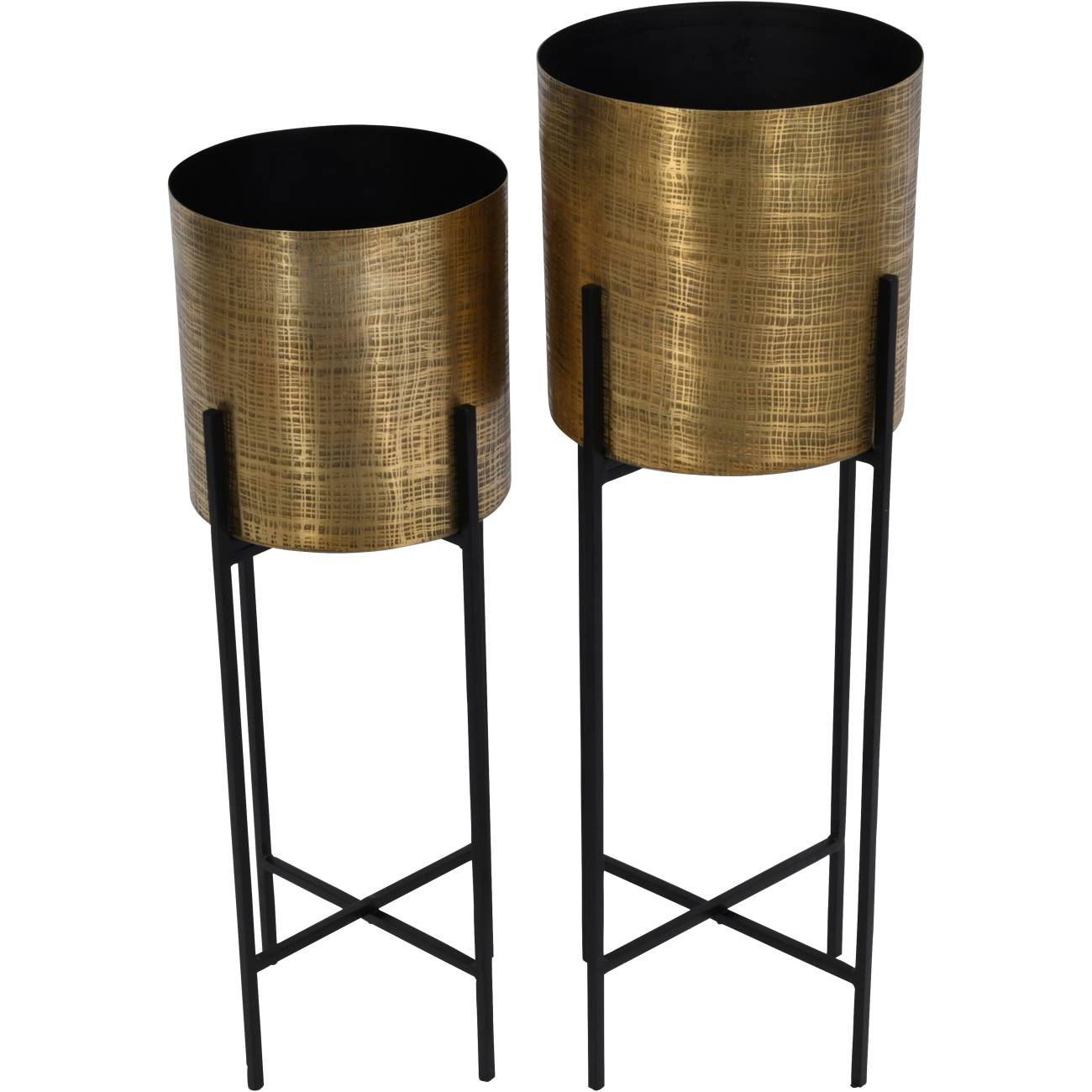 Promotion - Clyde Floor Standing Brass Set of 2 Planters