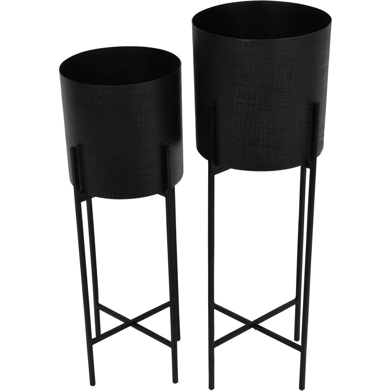 Promotion - Clyde Floor Standing Matt Black Set of 2 Planters