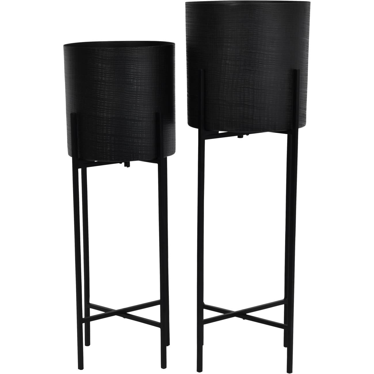Promotion - Clyde Floor Standing Matt Black Set of 2 Planters