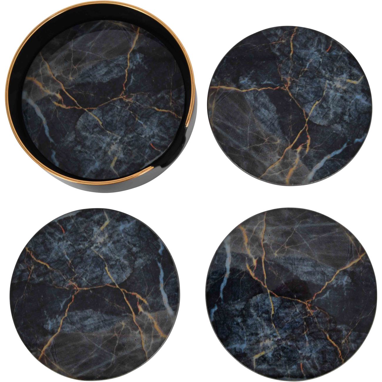 Vesuvius Black and Gold Coasters Set of 4
