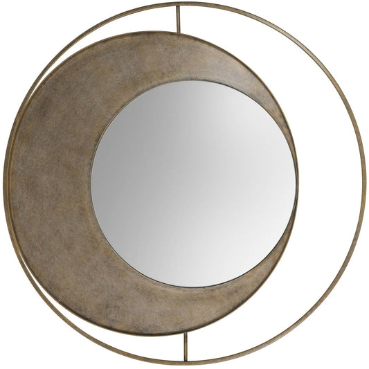 Concentric Circles Iron Mirror Aged Gold 100cm diameter