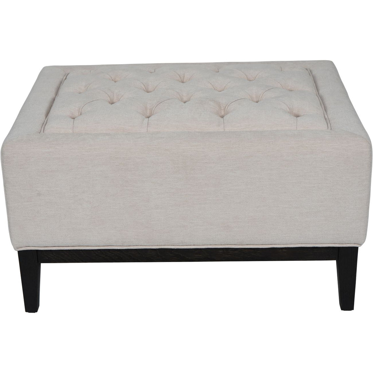 Theodore Buttoned Stool in Ivory Fabric 81x61x44.5cm
