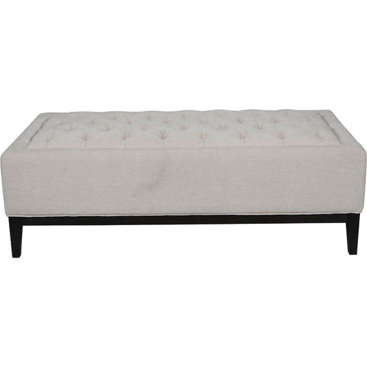 Theodore Buttoned XL Ottoman in Ivory Fabric 140x75x46cm
