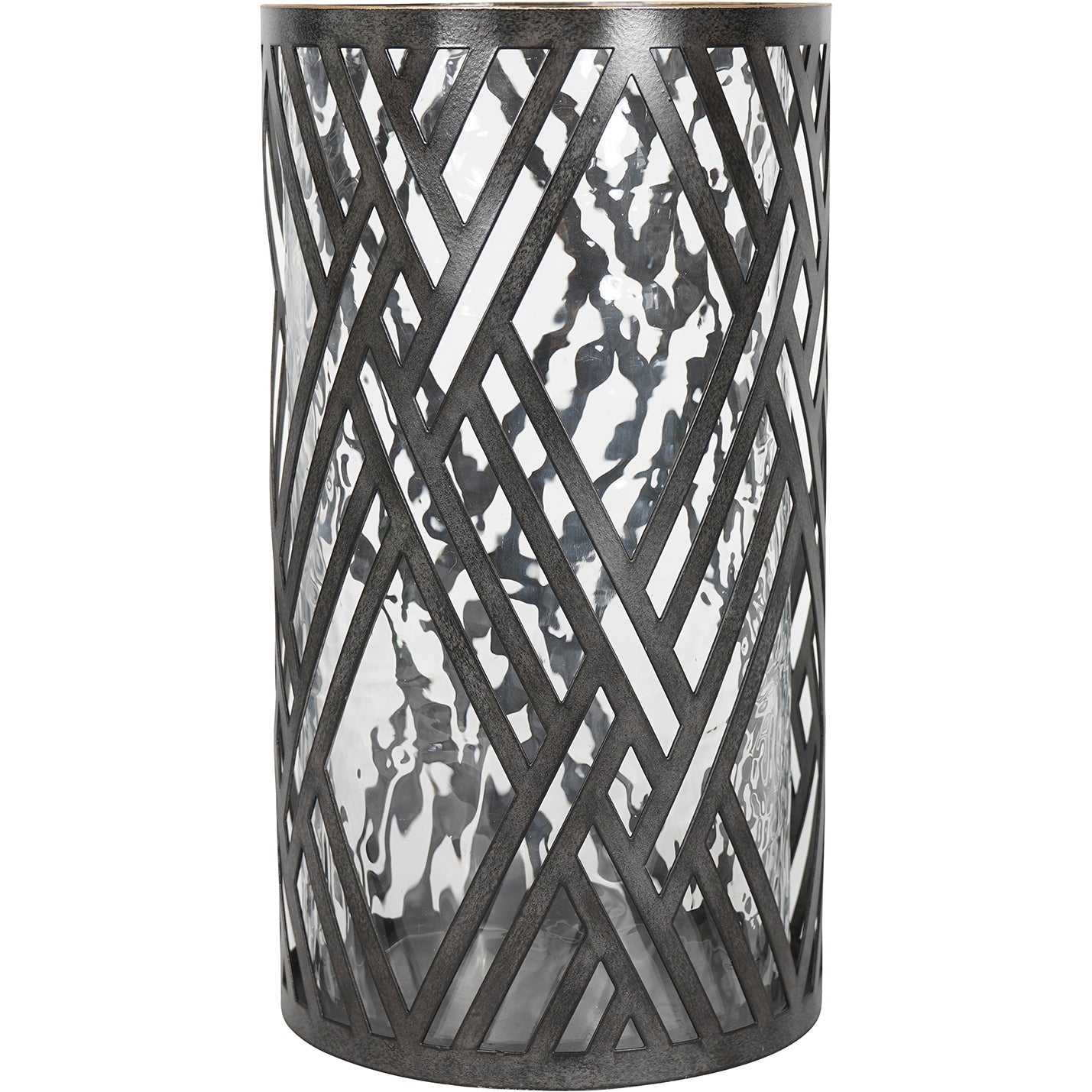 Earlstone Lattice Circular Hurricane in Gilded Oak Wood Finish Large