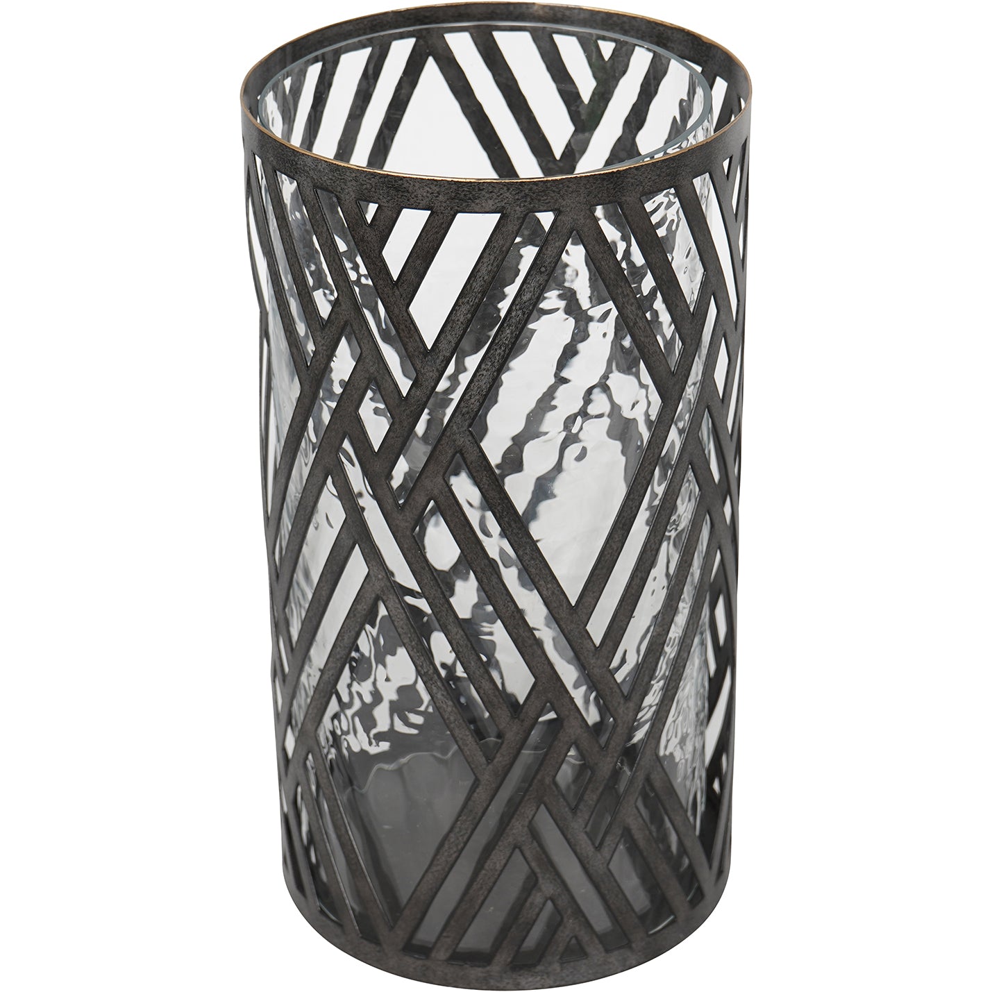 Earlstone Lattice Circular Hurricane in Gilded Oak Wood Finish Large