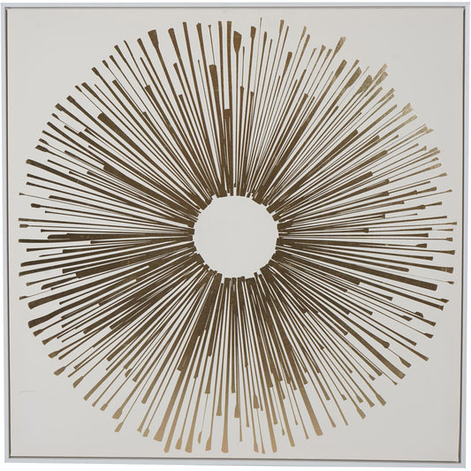 Golden Foiled Sunburst Framed Canvas Wall Art 100x100cm
