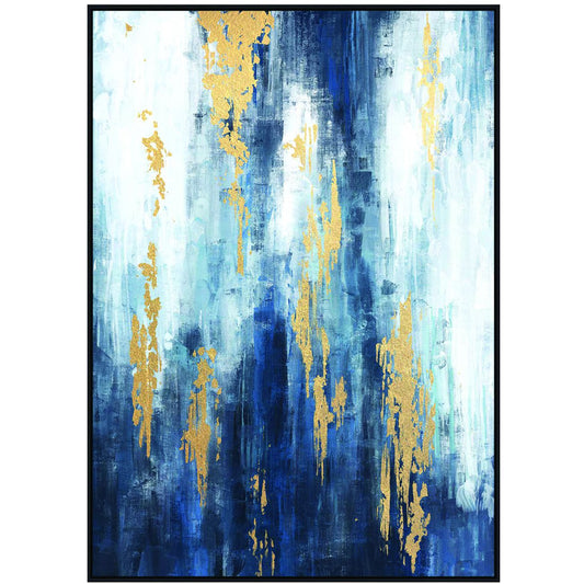 Urbanite Blue Distressed Foiled Framed Canvas Wall Art 140x100cm