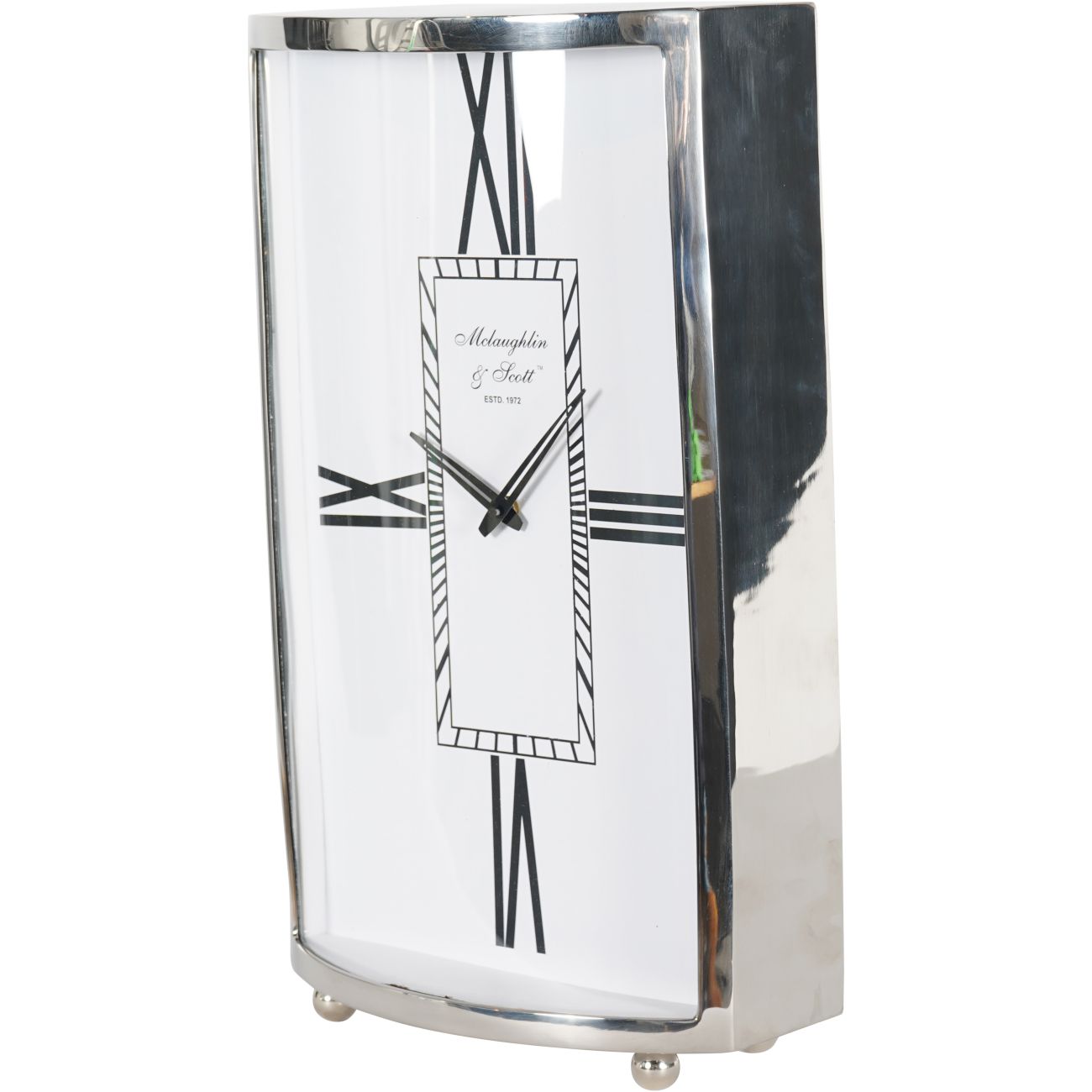 Johnson Large Mantel Clock Nickel Finish 54cm