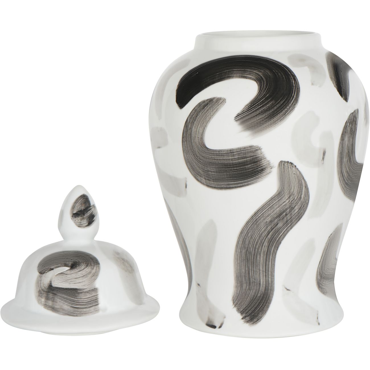 Monochrome Brush Ginger Jar Large