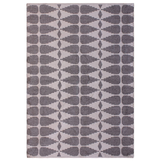 Ayudar Jacquard Woven Ivory Grey & Charcoal 160x230cm PET Rug