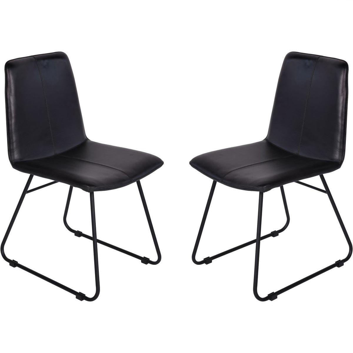 Pair of Robinson Leather Dining Chairs in Charcoal