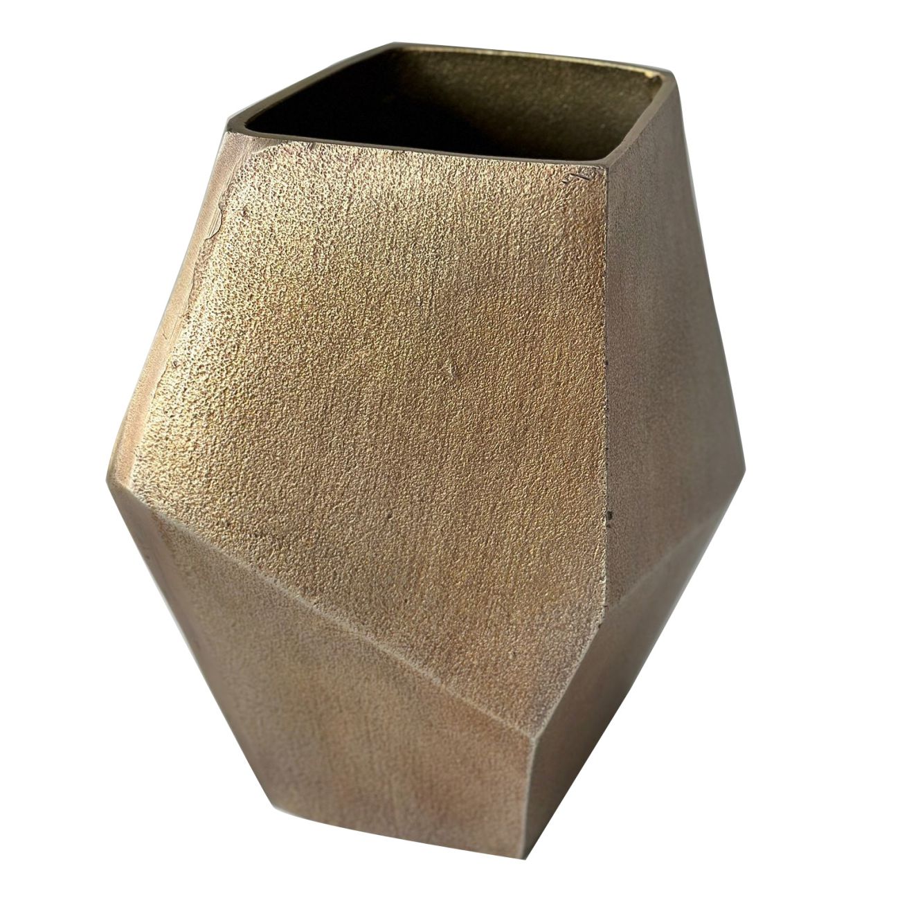 Cast Aluminium Faceted Brass Antique Vase 34cm