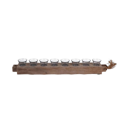 Vintage Wood 8 Light Tea Light Holder