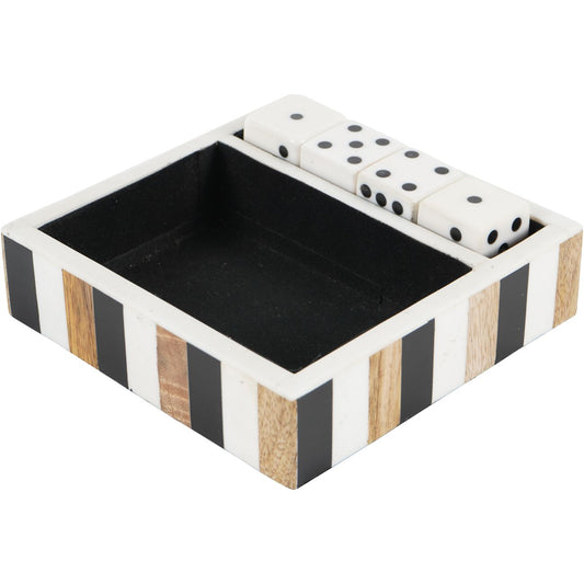 Piper White and Black Set of 4 Dice in a Tray