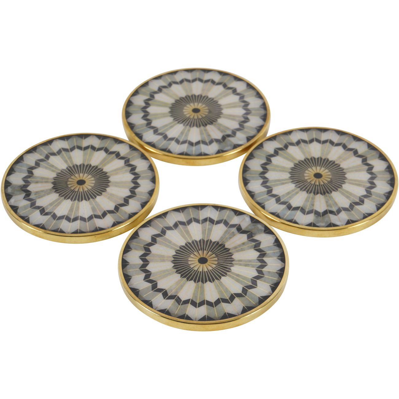 Black Circular Design Set of 4 Coasters