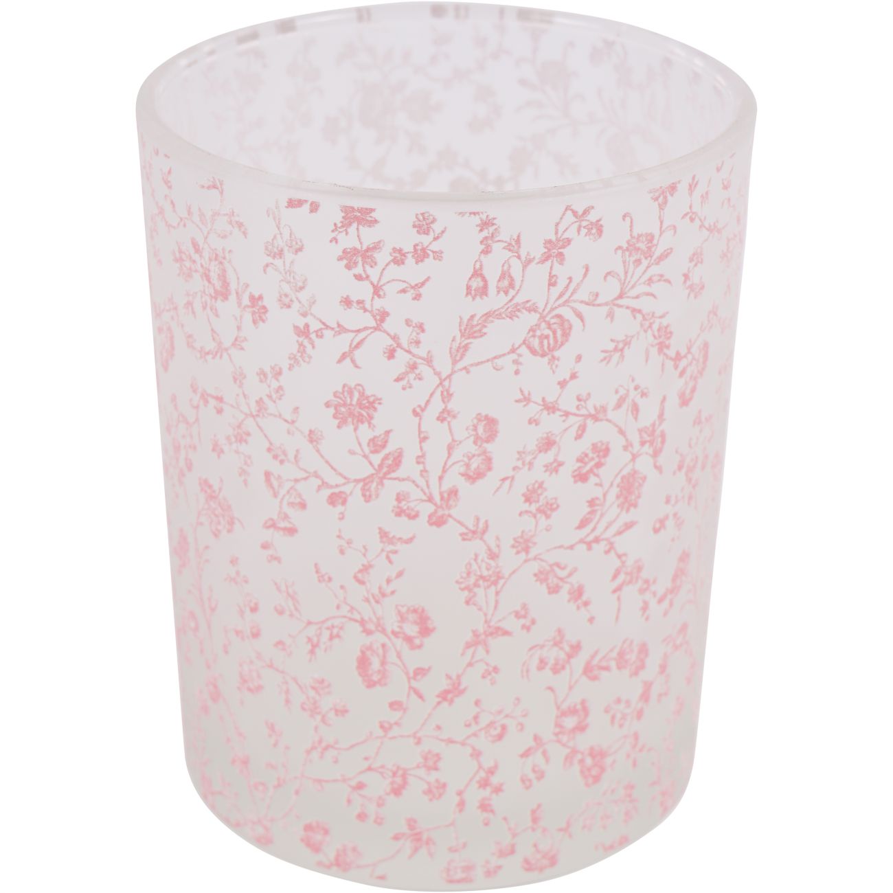 Laura Ashley Glass Hurricane Aria On White Frosted Background